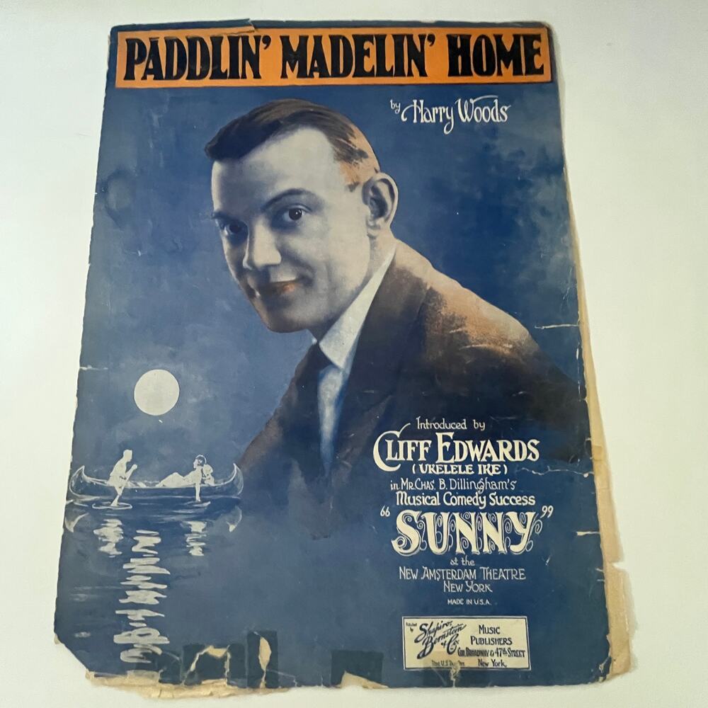 Paddlin' Madelin' Home Harry Woods 1925 Antique Sheet Music SV30-3